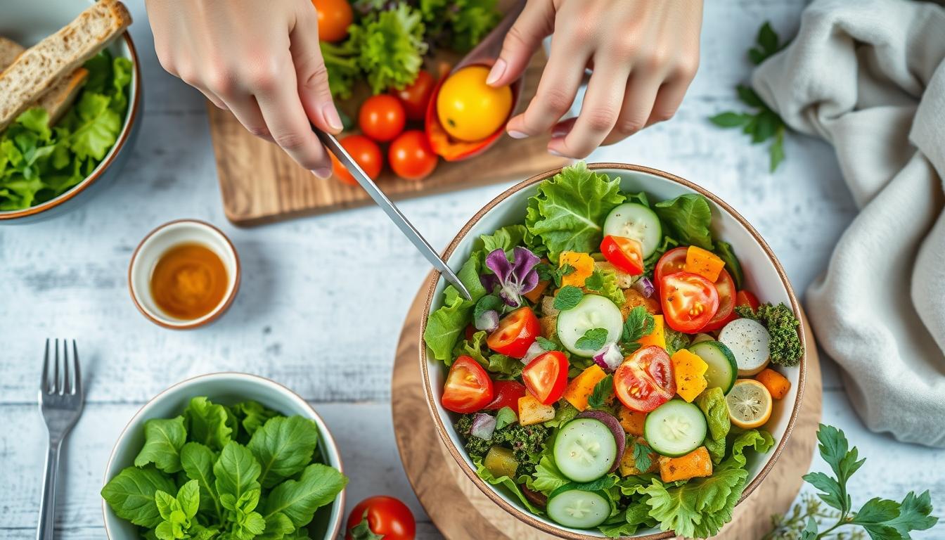 Fresh seasonal ingredients arranged for home cooking