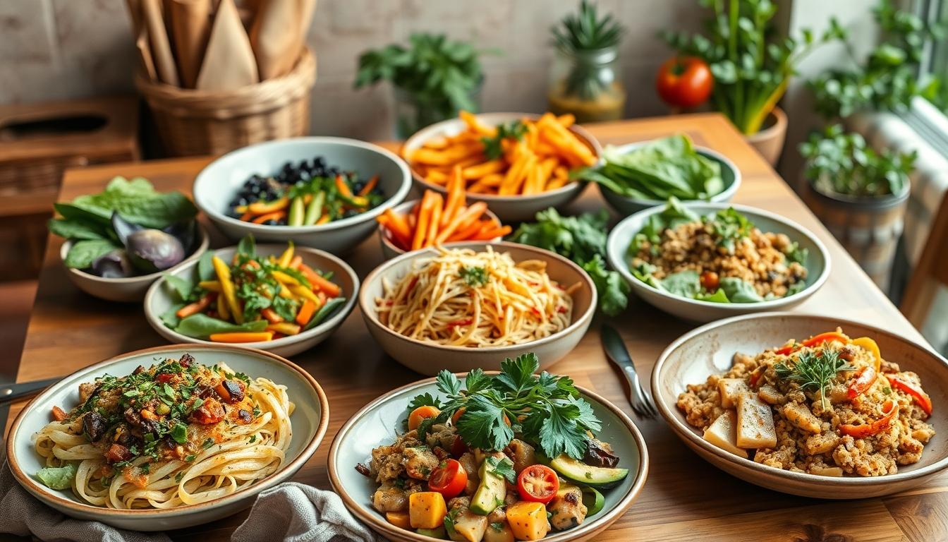 Measured baking ingredients prepared on a counter